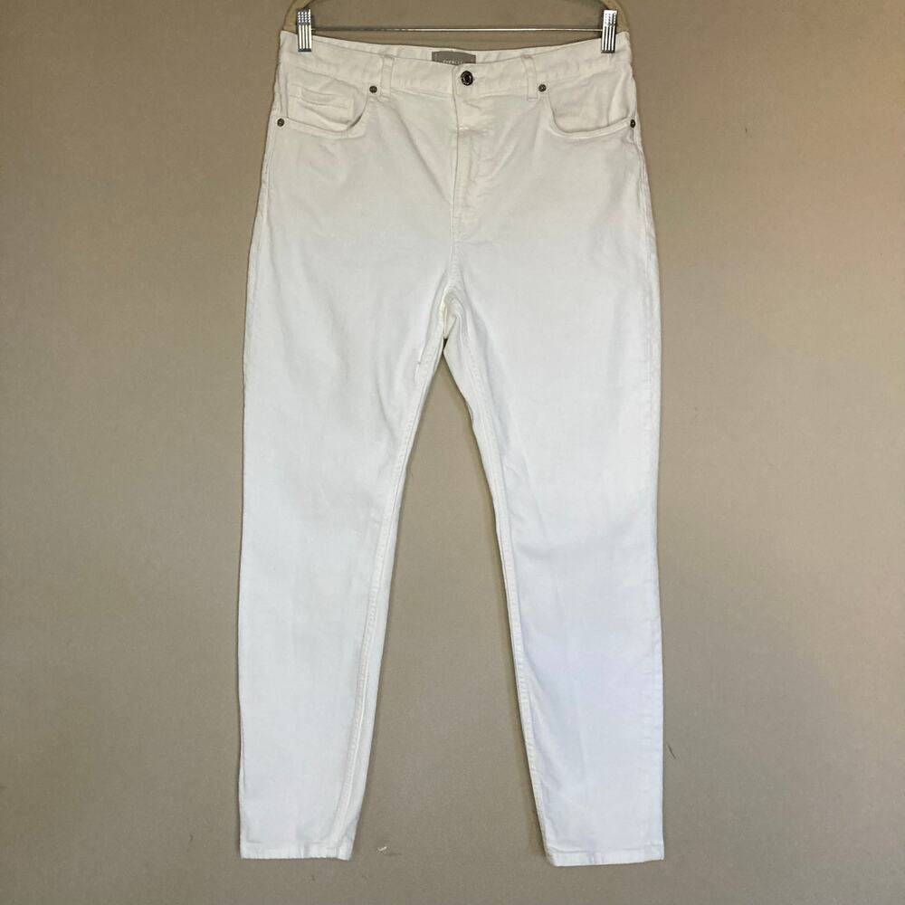 Everlane High Rise Skinny Jeans White Stretch Denim High Waisted Regular Size 32